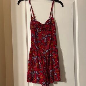 Xhilaration Red Floral Jumpsuit